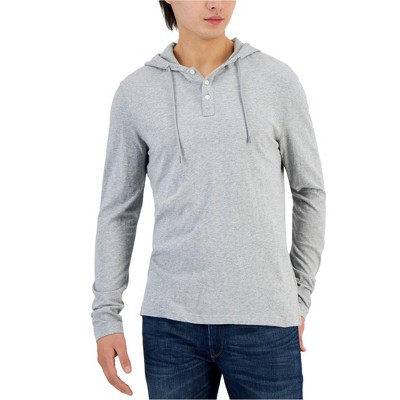 Michael Kors Mens Slub Long-Sleeve Henley Hoodie Sweatshirt
