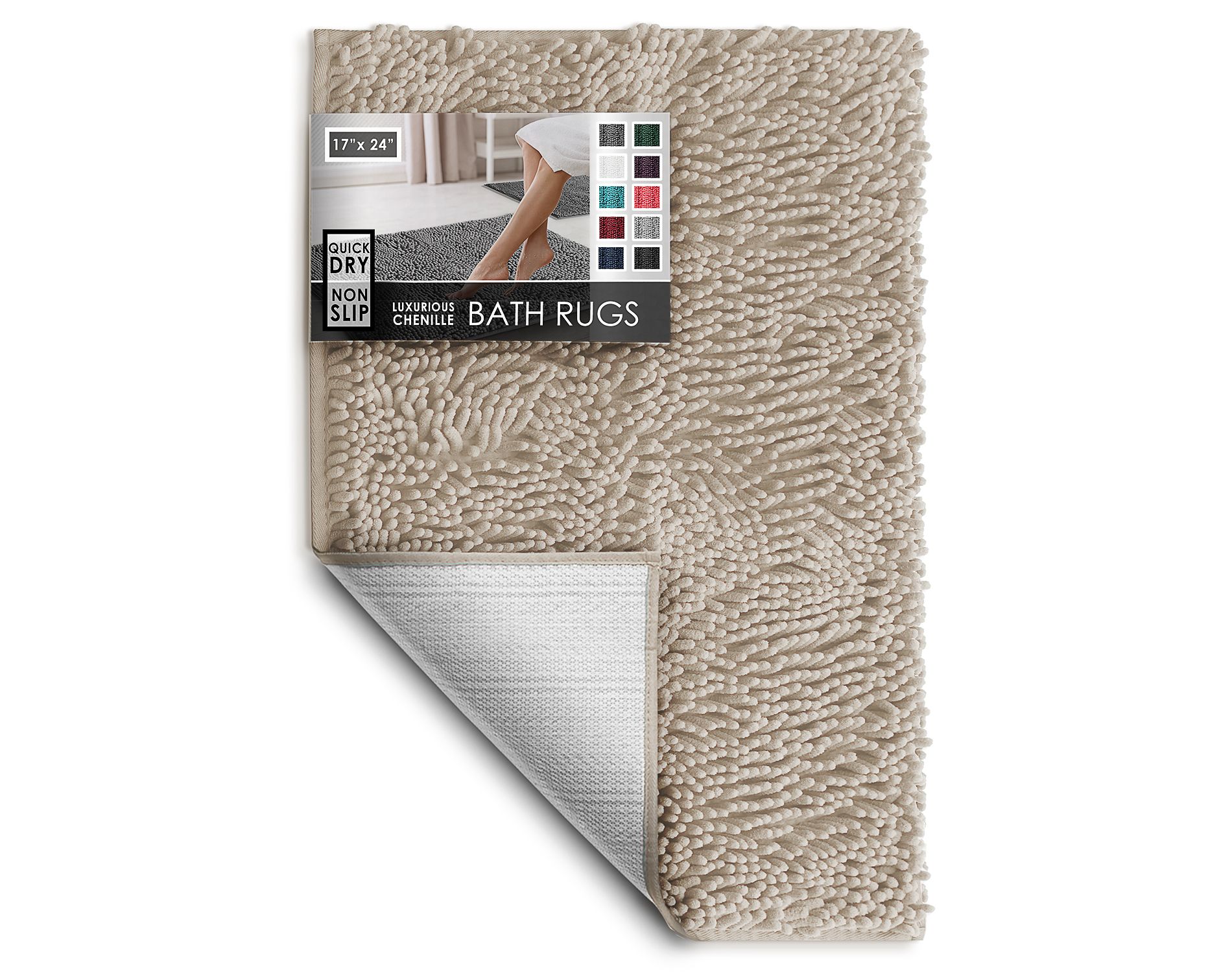 Hearth & Harbor Bathroom Rugs, Machine Washable Chenille Bath Mat for Bathroom