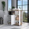 TiramisuBest Kitchen Island Kamkacht, One Cabinet, Four Open Shelves, Light Oak / White Finish with Light Oak for Kitchen Islands & Carts - 3 of 4