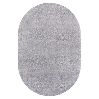 Modern Easy-Care Oval Synthetic Area Rug in Gray
