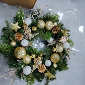 24 inch Gold Lighted Christmas Wreath, 20 LED Christmas Wreath Battery Operated Home Decoration, Wreath Holiday Decoration for Fireplace Xmas Decor - 1 of 4