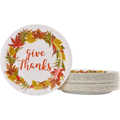 Juvale 80 Pack Give Thanks Disposable Paper Plates, Thanksgiving Party Supplies, 9 In