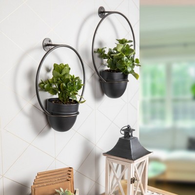 Black Iron 2-Piece Rustic Hanging Planter Set