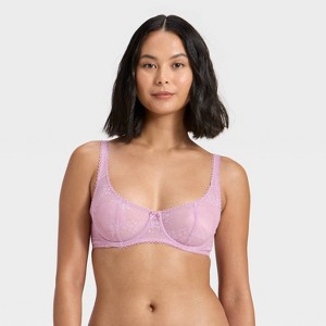 Women's Lace Unlined Balconette Bra - Wild Fable™ - 1 of 4