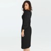 Coolmee Women's Fall Long Sleeve Wrap Crew Neck Ribbed Knit Pleated A Line Pullover Sweater Dress with Belt - 2 of 4