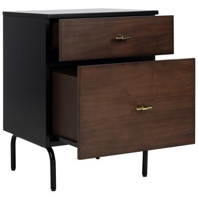 Transitional Walnut & Black Mahogany 2-Drawer Nightstand