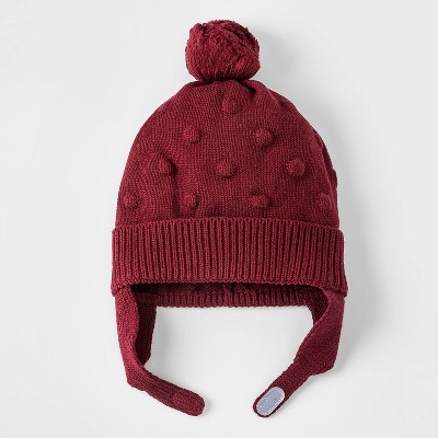Image of Baby Girls' Bobble Hat - Cat & Jack™ Red 0-6M
