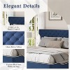 Queen/King Size Upholstered Platform Bed Frame with Curved Back Headboard, Button Tufted Design & Piping, Modern Classic - ModernLuxe - 3 of 4