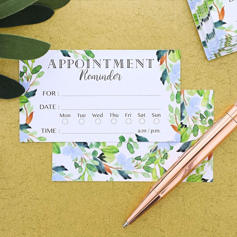 200 Count Appointment Reminder Cards for Business Grooming Salon Dental Office, Foliage Design, 3.5 x 2", 2 of 6