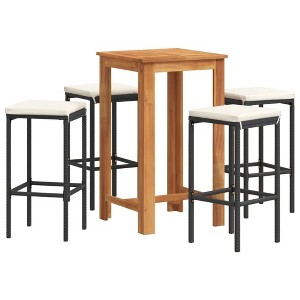 vidaXL Patio Bar Set Outdoor Garden Furniture Solid Wood Acacia and Poly Rattan - Black 4 Piece - 1 of 4