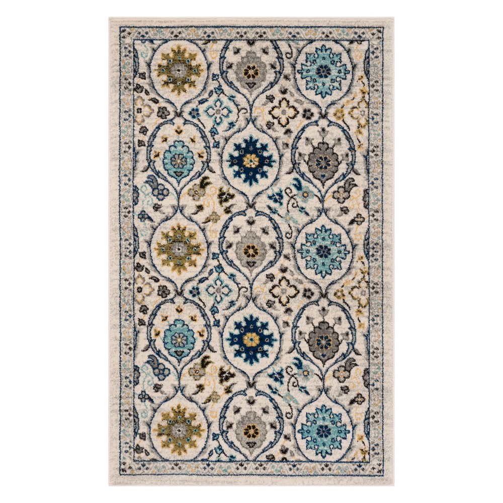 4'x6' Mable Floral Loomed Accent Rug Ivory/Blue - Safavieh