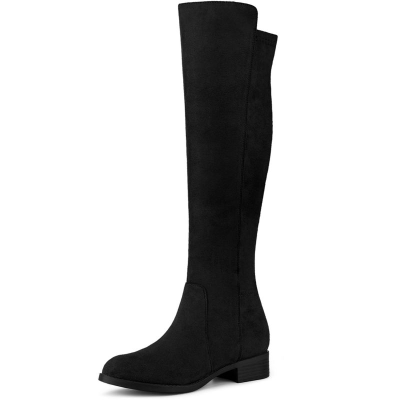 Allegra K Women's Side Zipper Chunky Heels Knee High Boots, 1 of 8