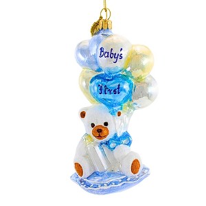 Huras Family 5.0 Inch Boy Teddy Bear With Balloons Christmas Tree Ornament , Baby's First Christmas (1PC) - 1 of 3