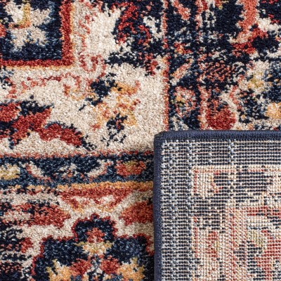 Charleston Navy and Red Synthetic 8' x 10' Area Rug