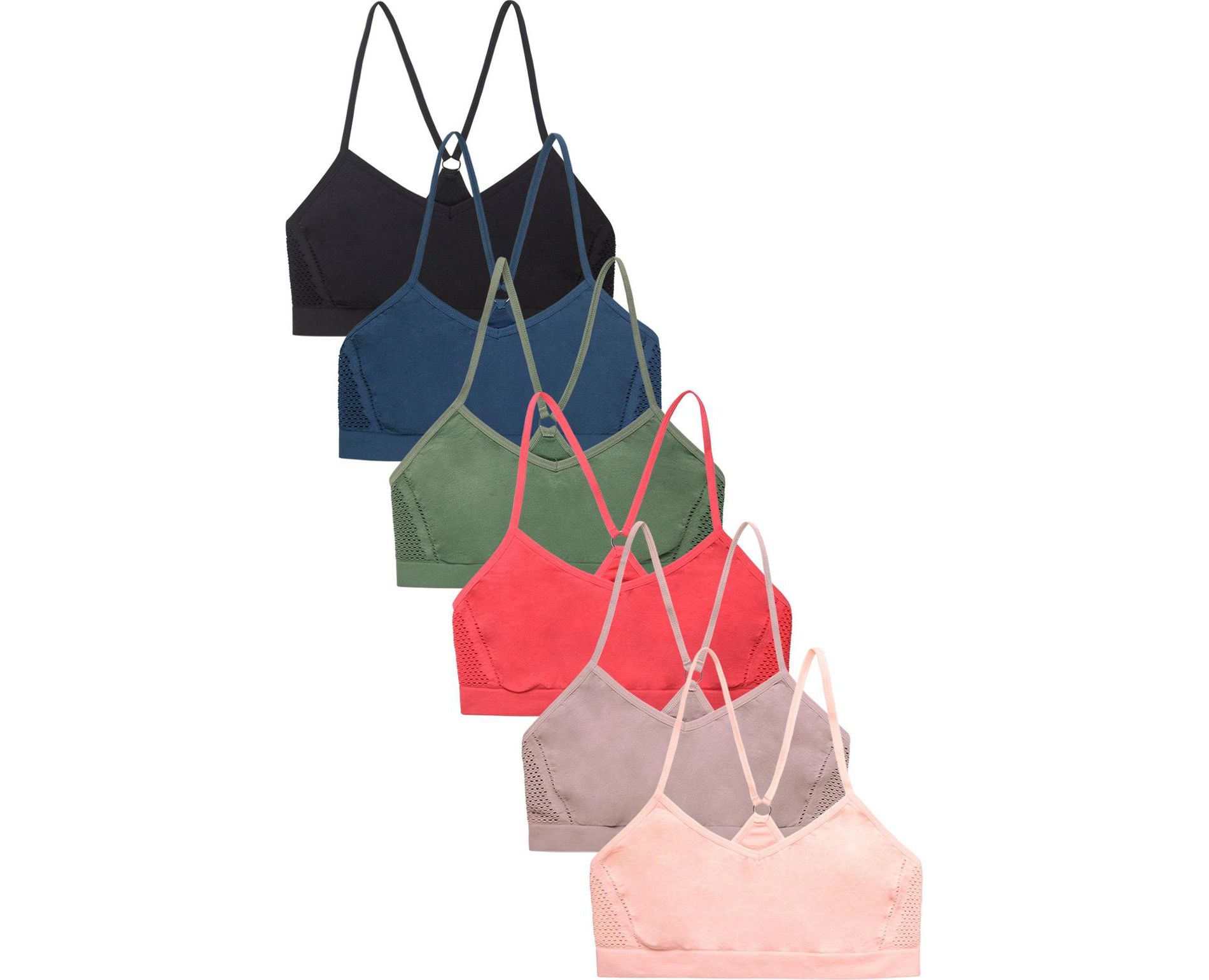 PACK OF 6 SOFRA WOMEN'S SEAMLESS SPORTS BRA (BR0261S) Multicolor One Size