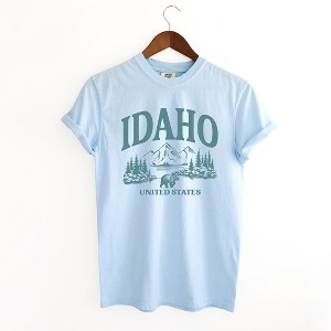 Simply Sage Market Women's Idaho Forest Scene Short Sleeve Garment Dyed Tee - 1 of 4