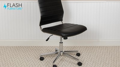 Executive High-Back Armless White Leather & Chrome Swivel Office Chair