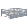 PAGED Twin Size Daybed Modern Simple Wooden Bed Frame with Trundle, Guardrail and Opening for Bedroom, Living - 4 of 4