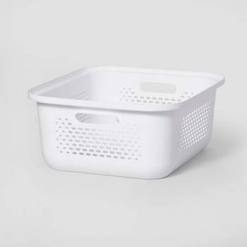 Short Sliding Storage Bin Matte Plastic White - Brightroom™