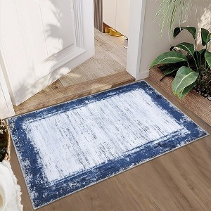 Modern Bordered Area Rug Washable Border Rug Living Room Rug Soft Low Pile Rug - 1 of 4
