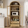 71.4in Arched Bookshelf, Farmhouse Bookcase with Doors and Drawers, Wooden Display Cabinet Rounded Bookcases for Living Room, Kitchen, Office - 4 of 4