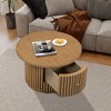 Hrinhom 30.5“ Round Coffee Table,Natural Wood Side Table With Storage Drawer - 4 of 4