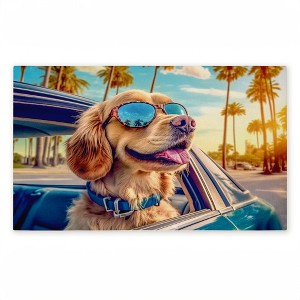 Stupell Industries Cool Puppy Tropical Sunset Printed Outdoor Door Mat, design by Image World, 18"x30" - 1 of 4
