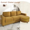84.6"W L-Shaped Sectional Sofa with Curved Chaise Lounge, Chenille Fabric Couch with 2 USB Ports & Side Storage Pockets - ModernLuxe - 3 of 4