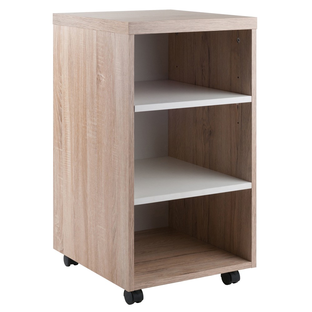 Kenner Mobile Storage Cart Wood - Winsome: Home Office Cabinet with Adjustable Shelves, Locking Casters