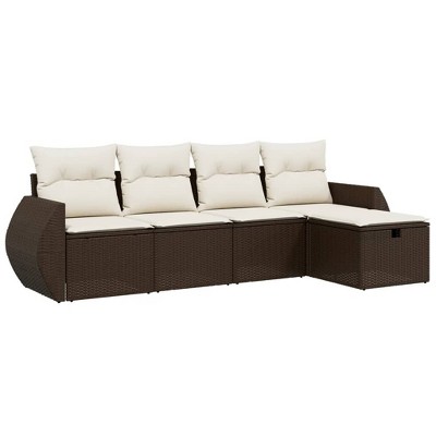 vidaXL Garden Sofa Set Brown Poly Rattan, Steel, Polyester Standard