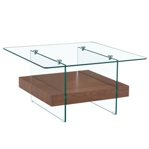 FONTOI 31.4" Two-Tier Coffee Table with Marble Pattern Sticker, Side Table for Living Room - 1 of 4