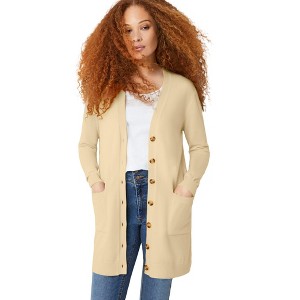 ellos Long Button Front Cardigan - 1 of 4