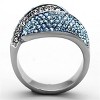 Slickblue Women's Stainless Steel Ring, Pave Style Synthetic Crystals in Sea Blue/Light Peach, Silver/Black, Size 5-10 - 3 of 4
