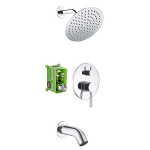 Sumerain Tub and Shower Faucet Set with BrassValve Included, Shower System with Tub Spout Chrome - 1 of 4