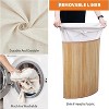 Corner Laundry Hamper w/ Lid, 15.5gal(58L) Foldable Bamboo Basket w/ Washable Liner Bag, Wicker Clothes Hamper for Bedroom Bathroom Apartment - 4 of 4