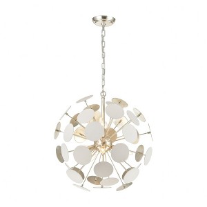 Elk Home Modish 6 - Light Chandelier in  Matte White/Silver Leaf - 1 of 1