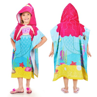 Tirrinia Kids 100% Cotton Beach Towel, Surf Beach Bath Swim Hooded Towels for Girls Toddler Gift, 24 by 52-inch