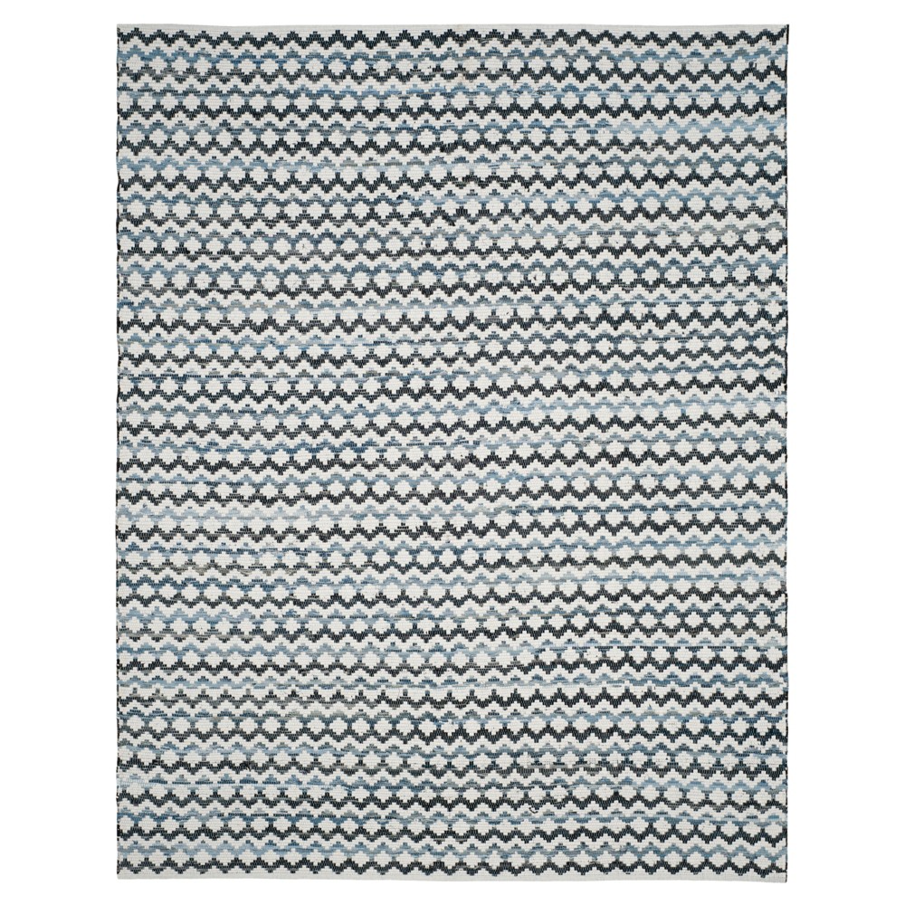 Ivory Blue/Black Stripes Woven Area Rug - (9'x12') - Safavieh