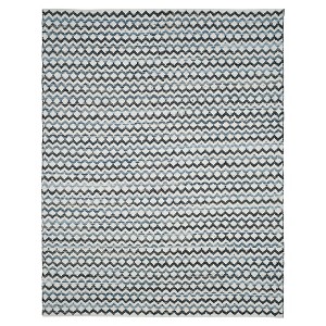 Ivory Blue/Black Stripes Woven Area Rug - (8