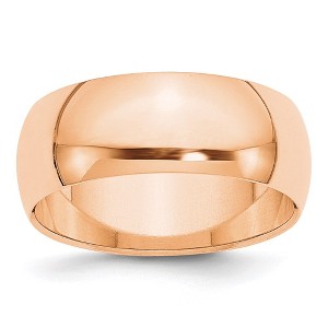 Black Bow Jewelry 8mm 10K Rose Gold Light or Standard Wgt Half Round Standard Fit Band - 1 of 3