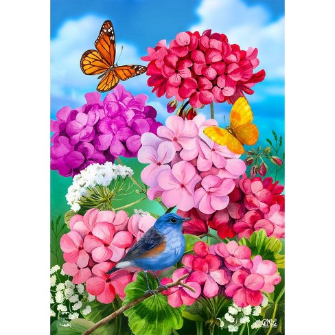Bandiera Da Giardino Briarwood Lane – Spring House Con Uccellini E Fiori – 28 X 40 Pollici