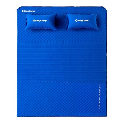 KingCamp Double Self Inflating Compact Folding Ultralight Outdoor Camping  Sleeping Mattress Pad with 2 Pillows and Carry Bag, Blue