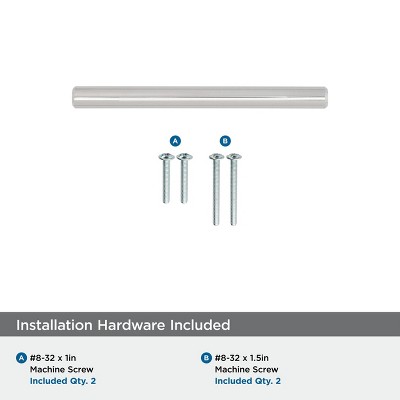 Polished Nickel Modern Bar Cabinet Pulls with Mounting Hardware
