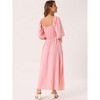 INSPIRE CHIC Women's Summer Casual Puff Half Sleeve Square Neck Smocked Flowy with Pockets Maxi Dress - 4 of 4