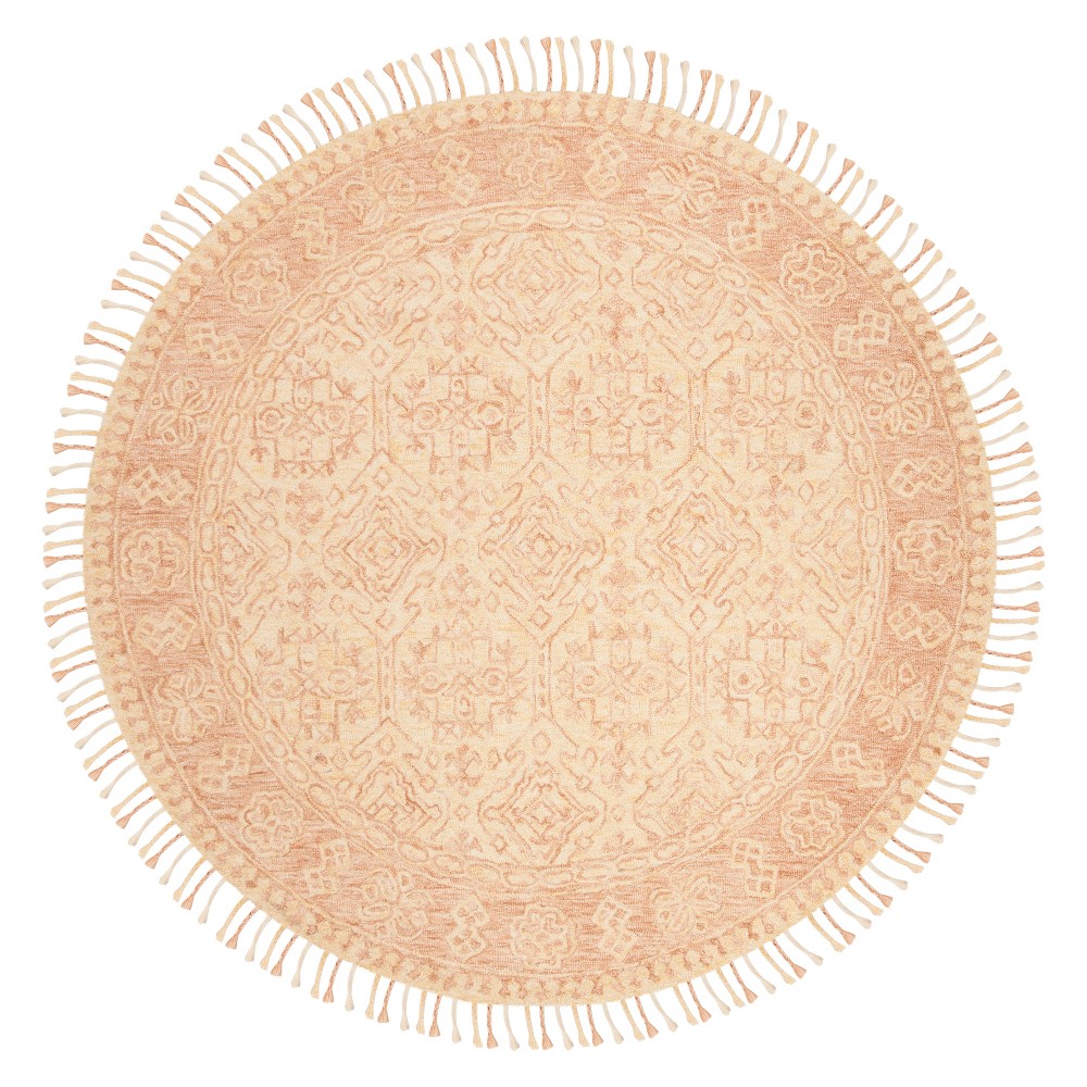 7' Medallion Tufted Round Area Rug Ivory/Blush - Safavieh