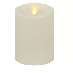 Luminara - Pearl Ivory Outdoor Flameless Candle Pillar 2AA - Melted Top Unscented