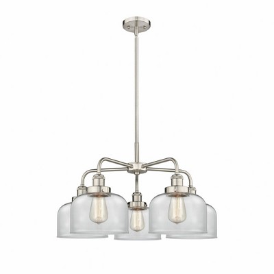 Bell - 5 Light Stem Hung Chandelier In Art Deco Style-14.75 Inches Tall and 26 Inches Wide