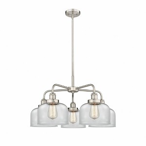 Bell - 5 Light Stem Hung Chandelier In Art Deco Style-14.75 Inches Tall and 26 Inches Wide - 1 of 1