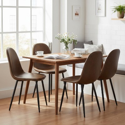 Homy Casa Modern Dining Chairs, Set of 4 – Upholstered Seat with Metal Legs