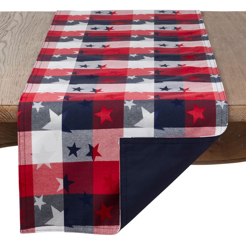 Saro Lifestyle Checkered Pattern And Stars Design Table Runner, 2 of 4